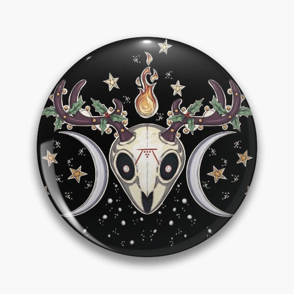 Item preview, Winter Solstice Cute Deer Skull on Black | Spooky Yule Triple Moon Warm Tones designed and sold by Karli Mogen.