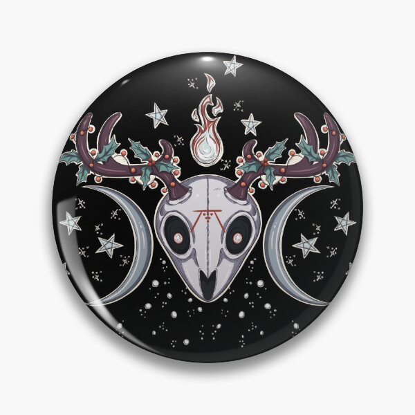 Item preview, Winter Solstice Cute Deer Skull on Black | Spooky Yule Triple Moon Cool Tones designed and sold by Karli Mogen.
