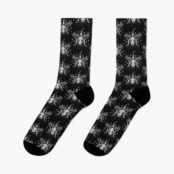 Item preview, Winter Solstice Cute Deer Skull on Black | Spooky Yule Triple Moon Cool Tones designed and sold by Karli Mogen.