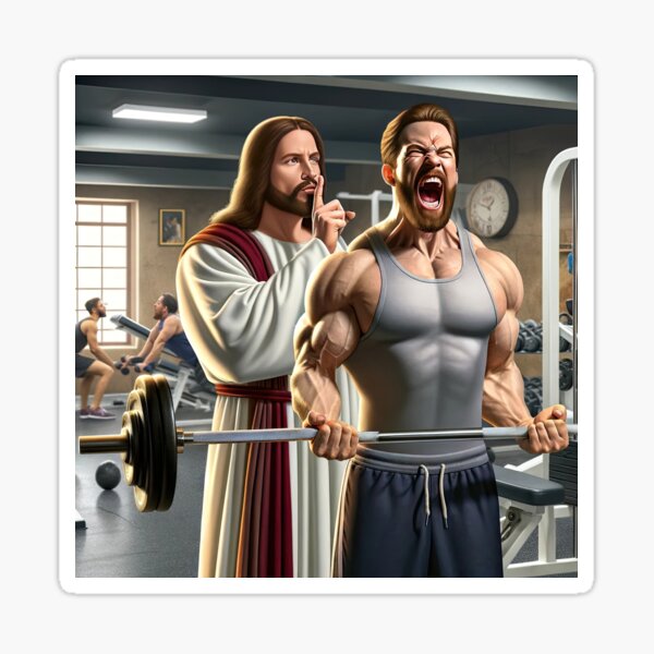 Funny Jesus Christian Weight Lifting by Hoornbeek, William