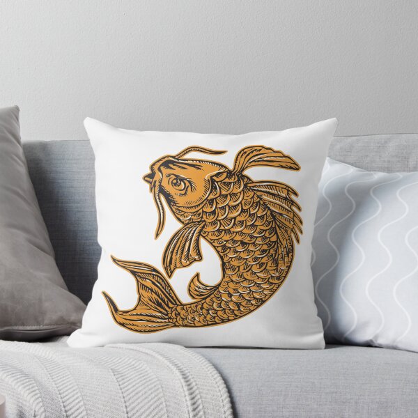 Artikelvorschau, Koi Nishikigoi Karpfen Fisch springen Radierung entworfen und verkauft von patrimonio.
