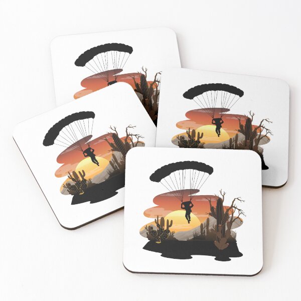 Item preview, Skydiving over the desert, parachutist, paratrooper at the sunset, Classic T-shirt designed and sold by MAGness.