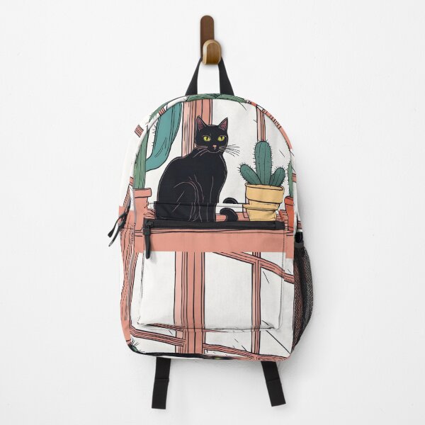 Item preview, Black Cat in The window with Cactus And Plants designed and sold by Catophile.