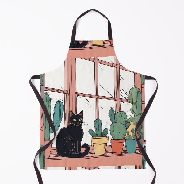 Item preview, Black Cat in The window with Cactus And Plants designed and sold by Catophile.