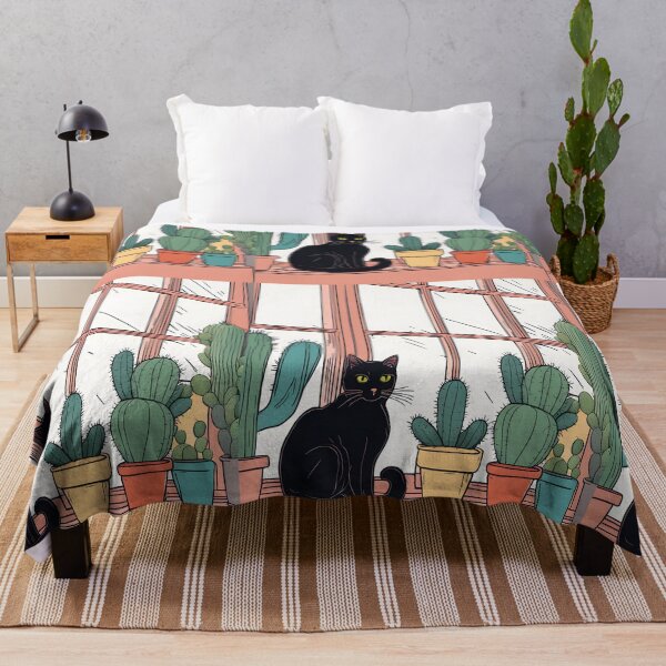 Item preview, Black Cat in The window with Cactus And Plants designed and sold by Catophile.