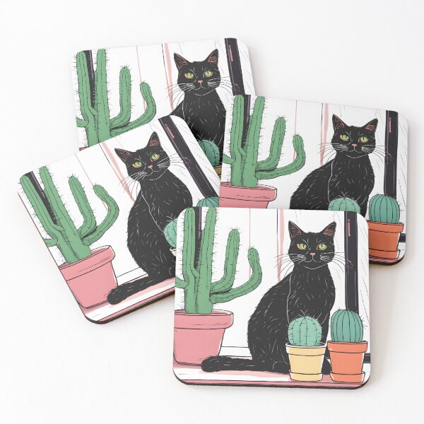 Item preview, Black Cat with Cactus Indoor  designed and sold by Catophile.