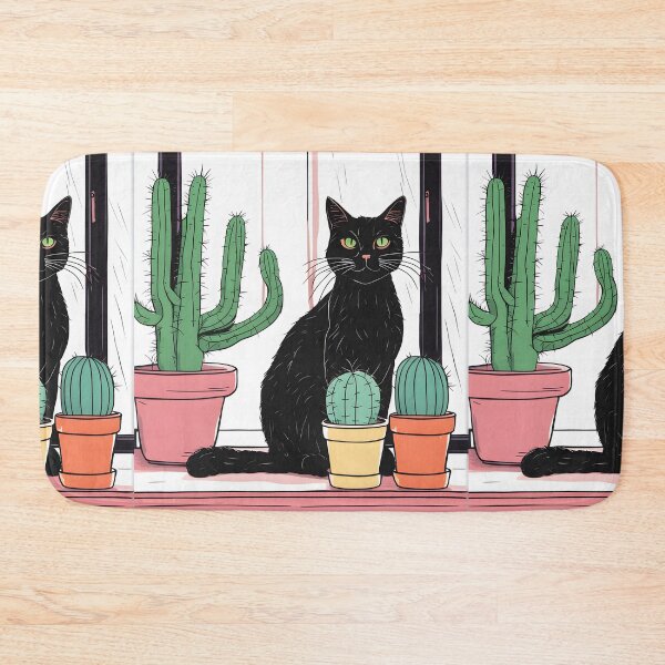 Item preview, Black Cat with Cactus Indoor  designed and sold by Catophile.