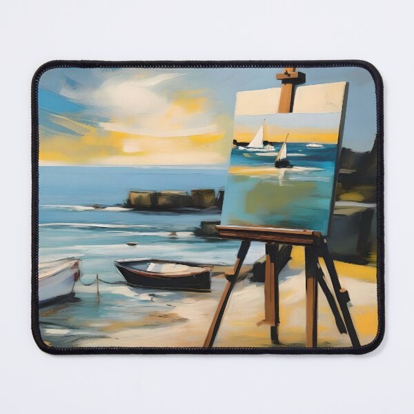 Item preview, Artist easel, expressionism art style, beach scene designed and sold by WildLadyWood.