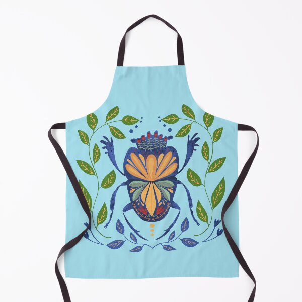 Item preview, Whimsical Colorful Beetle Insect Art with leaves and flowers designed and sold by Kathy Osborne Studio.