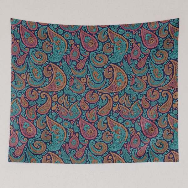 Item preview, Turquoise paisley pattern fans designed and sold by Meandmyshop.