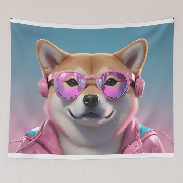 Item preview, Funny Shiba Inu with glasses and headphones designed and sold by gosecreativo20.