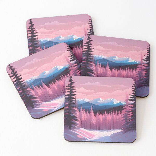 Item preview, Pink fir trees, stylised illustration. designed and sold by WildLadyWood.