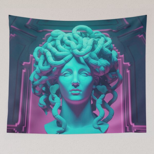 Item preview, Luminescent Gorgons: A Synthwave Ode to Mythic Radiance designed and sold by Mullet Monkey.