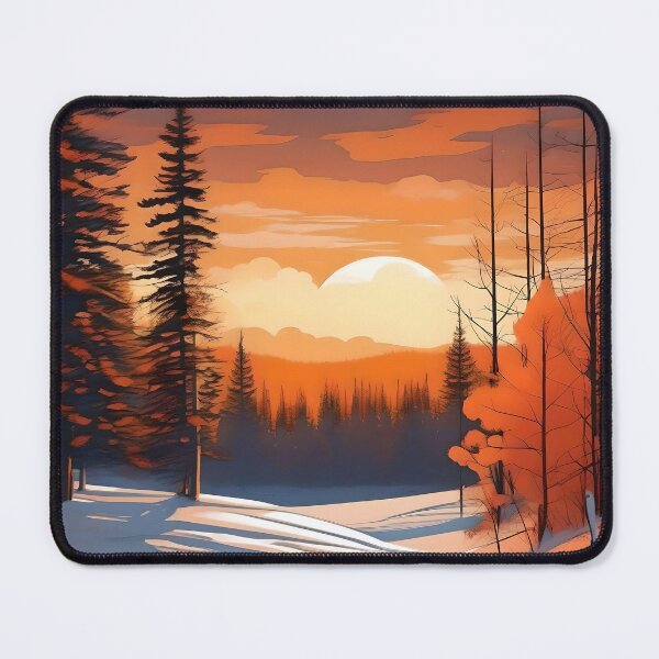 Item preview, Orange snow scene in stylised illustration. designed and sold by WildLadyWood.