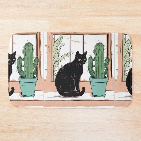Item preview, Aesthetic Black Cat with Cactus designed and sold by Catophile.