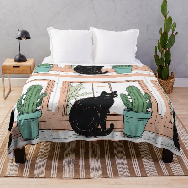 Item preview, Aesthetic Black Cat with Cactus designed and sold by Catophile.
