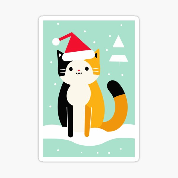 Festive cat celebrates Christmas joy #03 Sticker