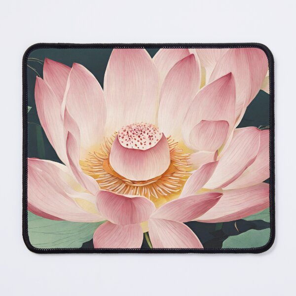 Item preview, Pink Lotus Flower with Greenery, Lotus Flower Art designed and sold by Mariana Piana.