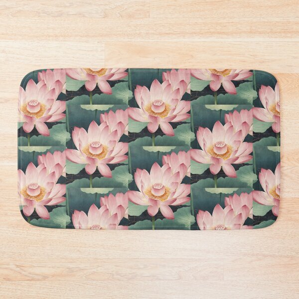 Item preview, Pink Lotus Flower with Greenery, Lotus Flower Art designed and sold by Mariana Piana.