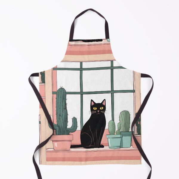 Item preview, Black Cat in The window with Cactus And Plants designed and sold by Catophile.