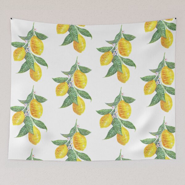 Item preview, Lemon branch - Three juicy lemons with leaves and flowers designed and sold by Wolshebnaja.