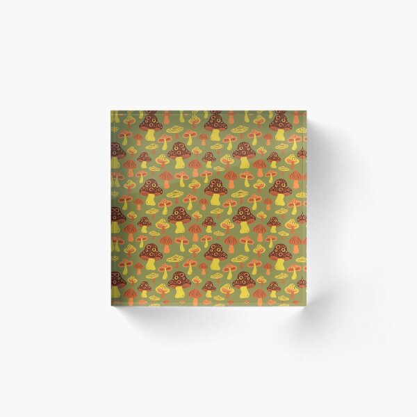 Mushroom Print Acrylic Block