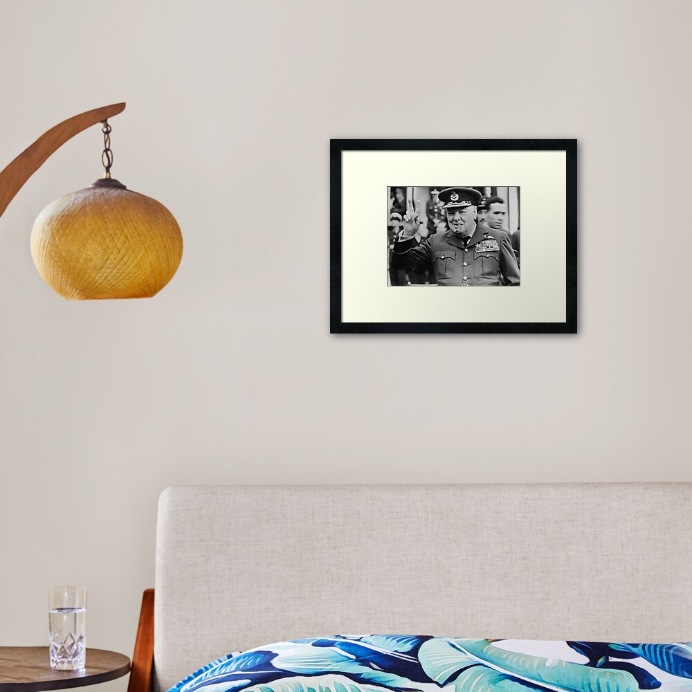 Winston Churchill Smoking Framed Art Print