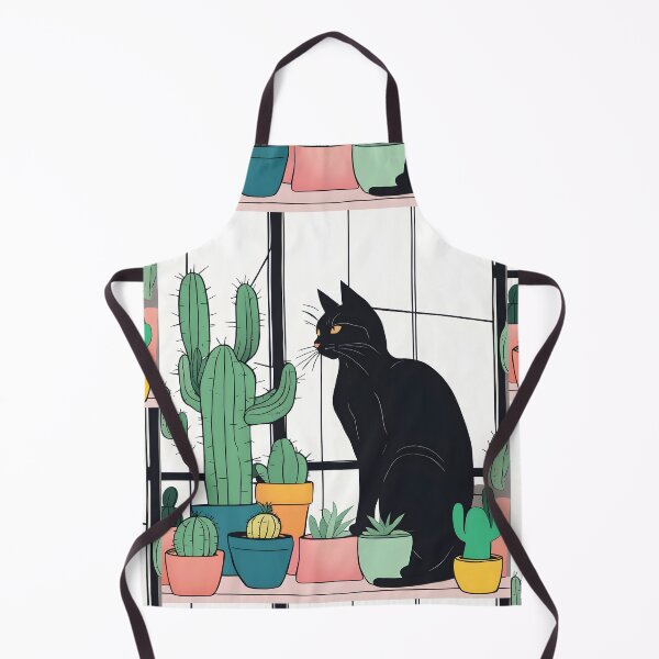Item preview, Black Cat in The window with Cactus And Plants designed and sold by Catophile.