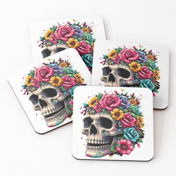 Item preview, Skull with flowers designed and sold by zubyshop.