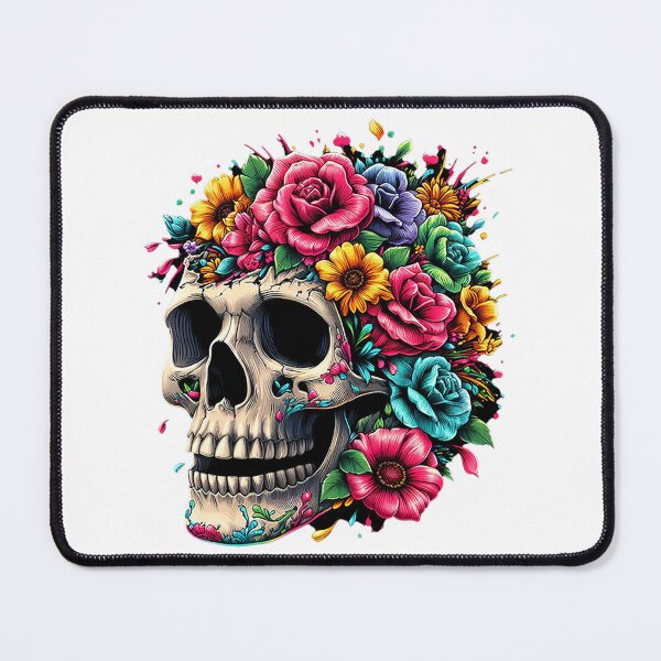 Item preview, Skull with flowers designed and sold by zubyshop.
