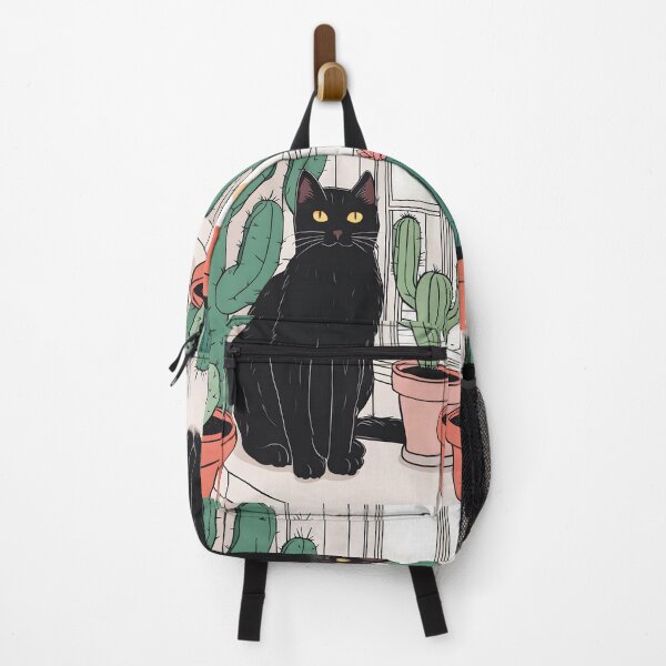 Item preview, Black Cat With Cactus In Window with sun designed and sold by Catophile.