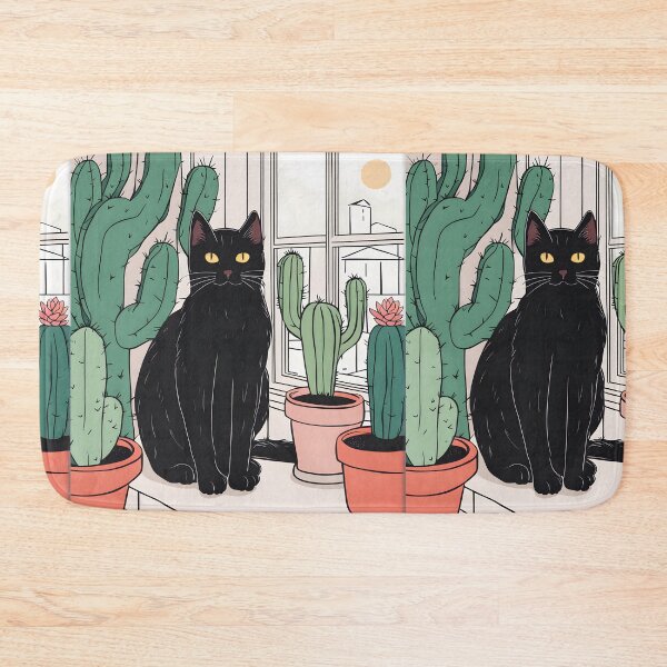 Item preview, Black Cat With Cactus In Window with sun designed and sold by Catophile.