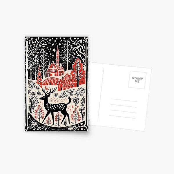 Item preview, Pretty Christmas Linocut Block Print designed and sold by ericberget.