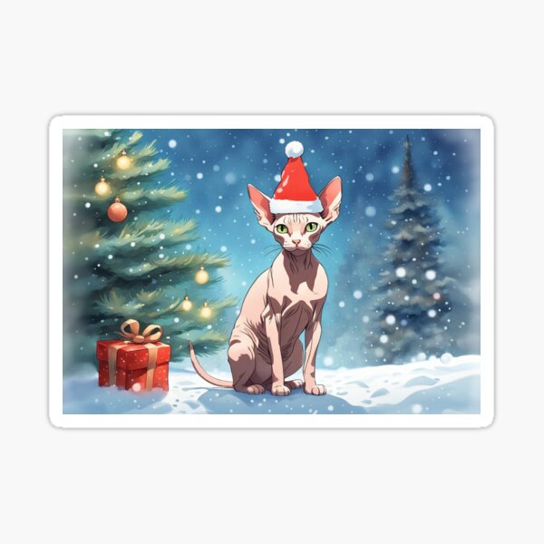 Christmas winter Sphynx Sticker