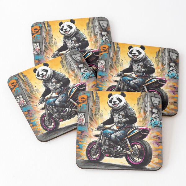 Item preview, Adorable Panda sitting on motorcycle  designed and sold by Lost Highway Horror..