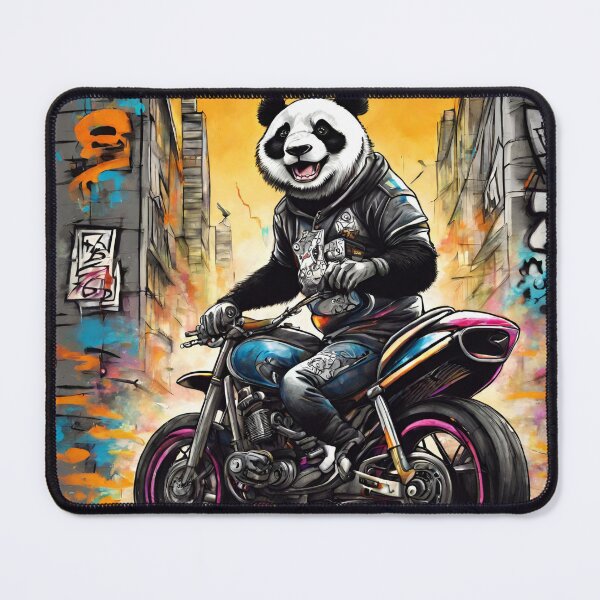Item preview, Adorable Panda sitting on motorcycle  designed and sold by Lost Highway Horror..