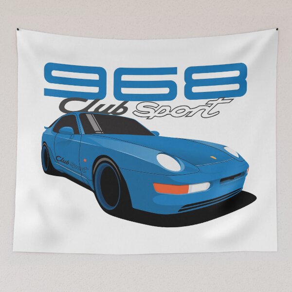 Item preview, Porsche 968 Club Sport Illustration Blue designed and sold by blackdogshop.