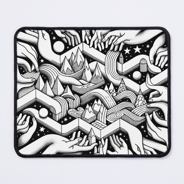 Item preview, M.C. Escher Inspired Surreal Morphing geometric designed and sold by divinedeco1925.