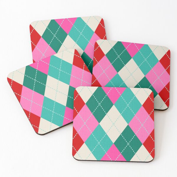 Item preview, Retro Christmas Knitted Argyle Pattern 1. Pink, Green and teal on cream designed and sold by Dominiquevari.