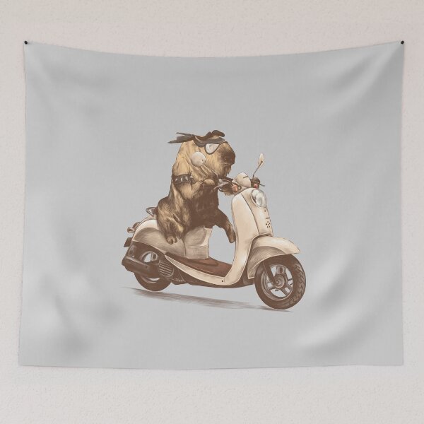 Item preview, Bull on a Scooter. Funny illustration designed and sold by dk-design85.