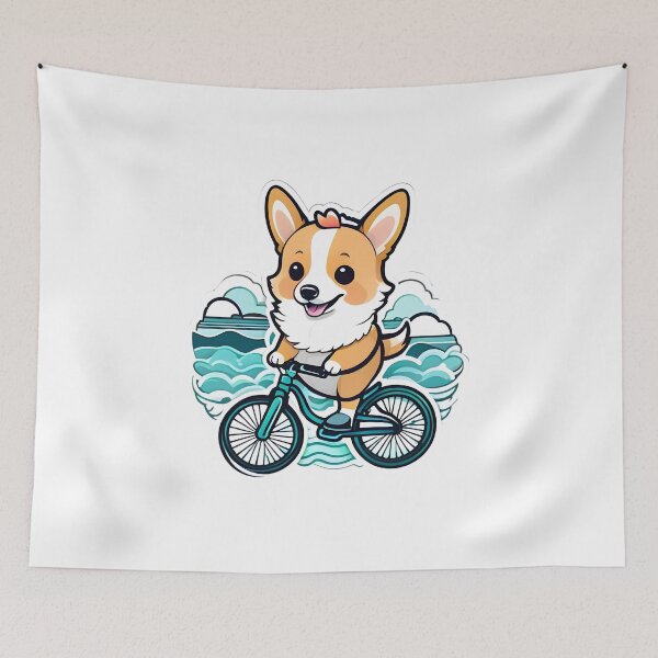 Item preview, Cute Corgi Riding Bicycle: A Delightful Doggy Adventure with Waves designed and sold by araeesha0315.