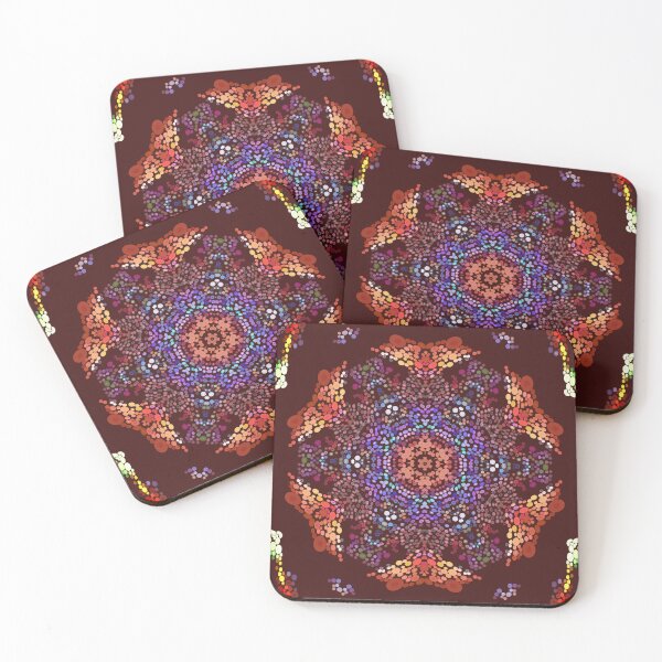 Artikelvorschau, Dot Mandala Orange Blau und Lila entworfen und verkauft von WormholeOrbital.