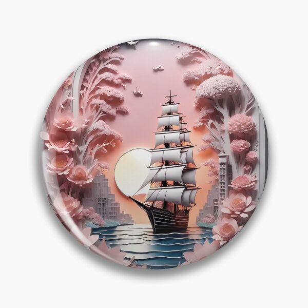 Item preview, Pink Papercut Flowers And Tall Ship designed and sold by BrightC.