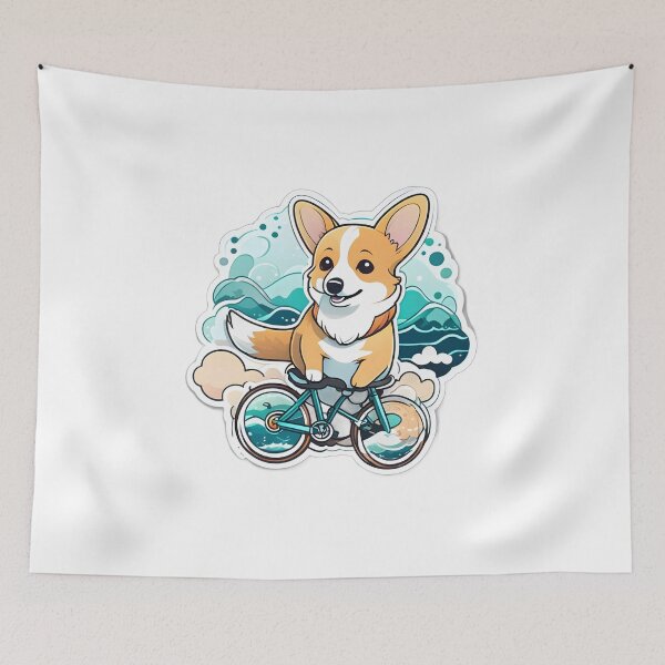 Item preview,  Cute Corgi Riding Bicycle: A Delightful Doggy Adventure with Waves designed and sold by araeesha0315.