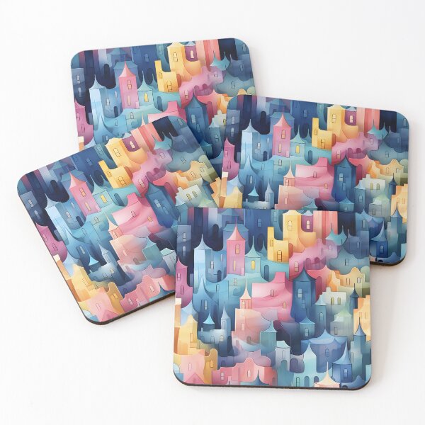 Item preview, Colorful seamless pattern of buildings designed and sold by inkArtistryfine.