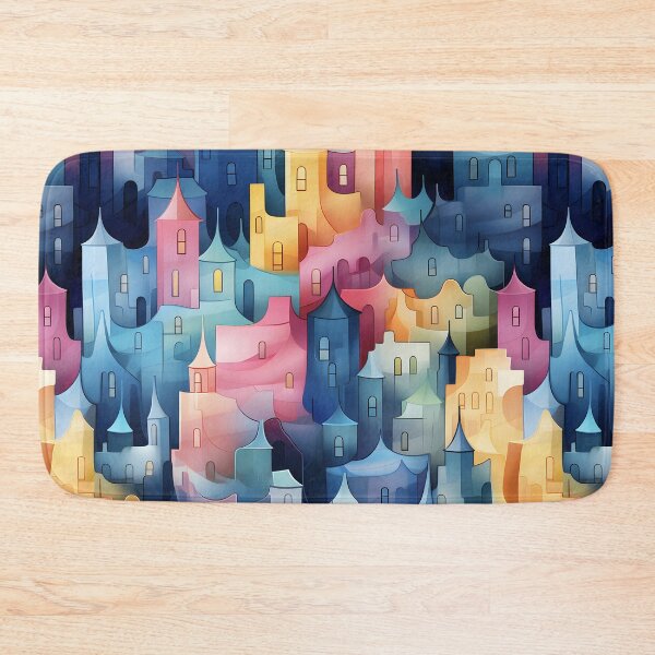 Item preview, Colorful seamless pattern of buildings designed and sold by inkArtistryfine.
