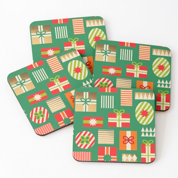 Item preview, Retro Geometric Christmas Gift pattern 4. pink and orange on GREEN designed and sold by Dominiquevari.