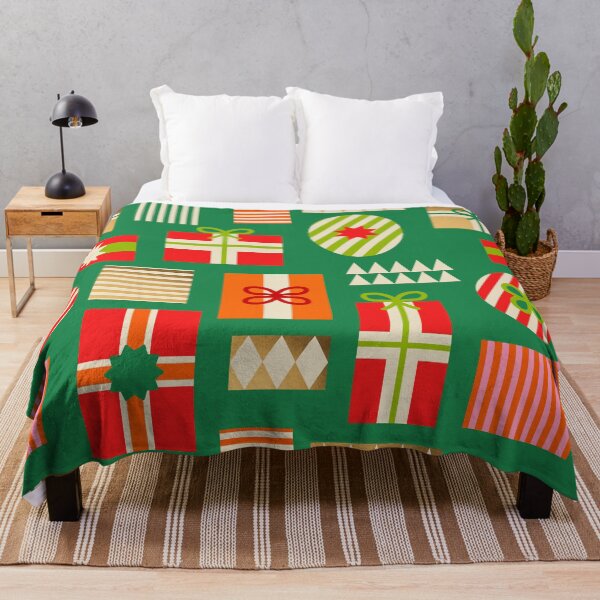 Item preview, Retro Geometric Christmas Gift pattern 4. pink and orange on GREEN designed and sold by Dominiquevari.