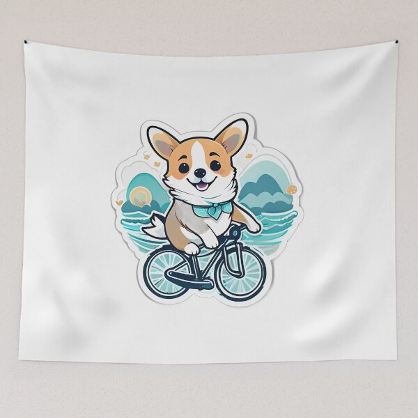 Item preview,  Cute Corgi Riding Bicycle: A Delightful Doggy Adventure with Waves designed and sold by araeesha0315.