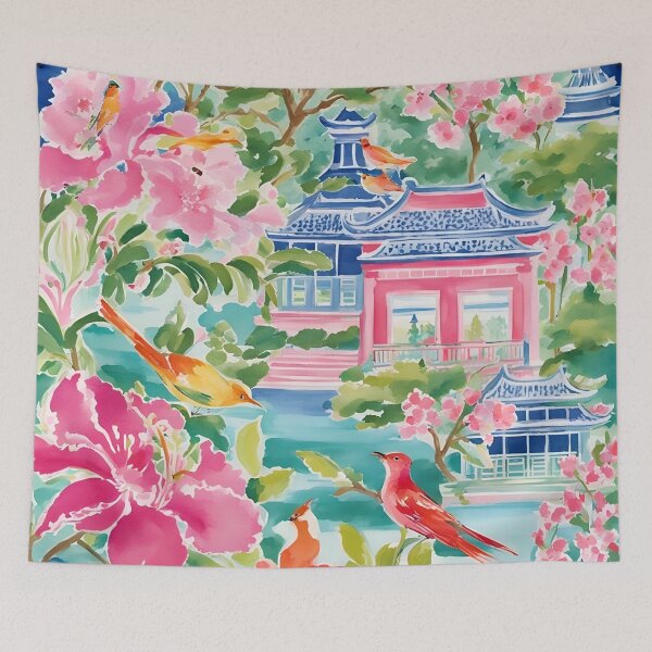 Artikelvorschau, Chinoiserie-Garten im Grandmillennial-Stil entworfen und verkauft von SophieClimaArt.